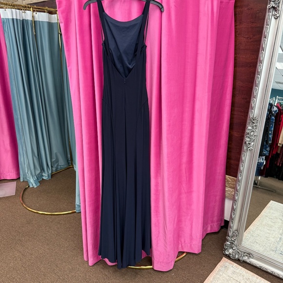 Ieena Mac Duggal Size0 Dress Gown Navy Blue Long Jersey SPL - Picture 6 of 6